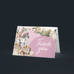 Pink Boho Safari Baby Shower  Thank You Card<br><div class="desc">Express your gratitude with Wild One Baby Shower Thank You Card Printable,  a perfect way to share your heartfelt thanks. Adorned with adorable baby motifs this customisable card adds a touch of sweetness to your appreciation. Personalise to convey your thanks in the most charming and memorable way!

BS519</div>