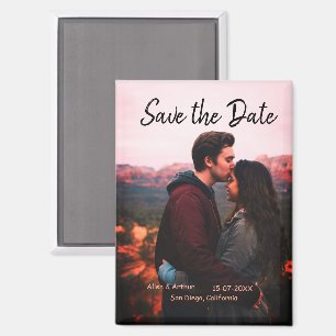 pink boho save the date QR add website name phot Magnet