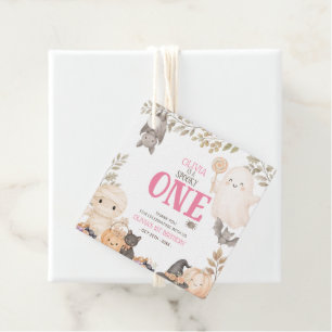 Pink Boho Spooky One 1st Birthday Cute Ghost Favour Tags