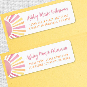 Pink Boho Sun Return Address