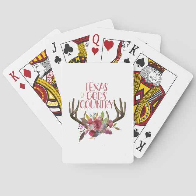 Pink Boho Texas Antlers Playing Cards (Back)