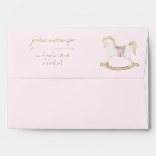 Pink Boho Vintage Rocking Horse Cowboy Baby Shower Envelope