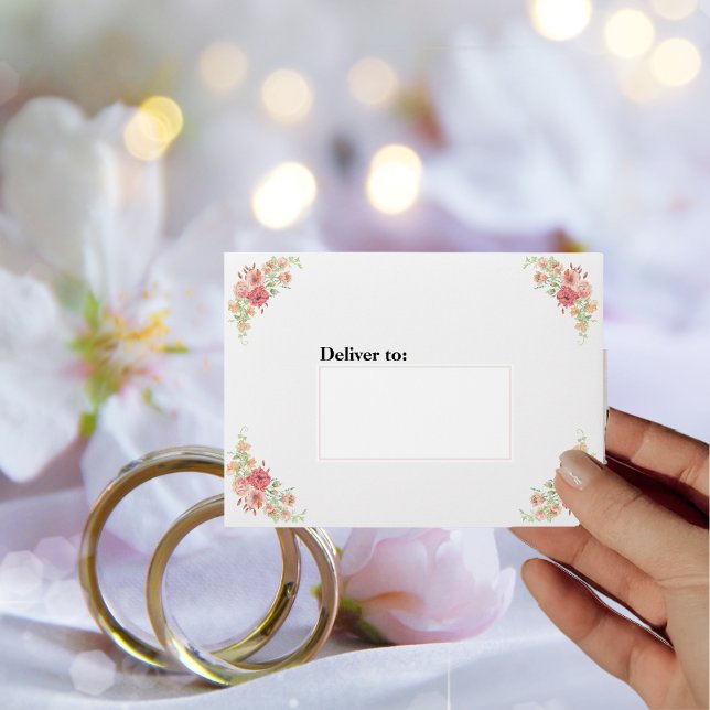 Pink Boho Watercolor Flowers Wedding Invitation  Envelope (Creator Uploaded)
