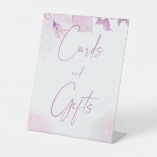 Pink Boho Wedding Cards & Gifts Pedestal Sign