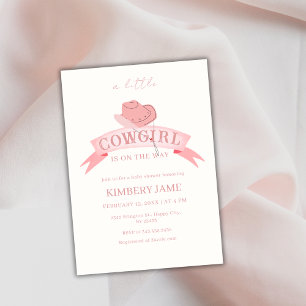 Pink Boho Wild West Cowgirl Hat Baby Shower Invitation