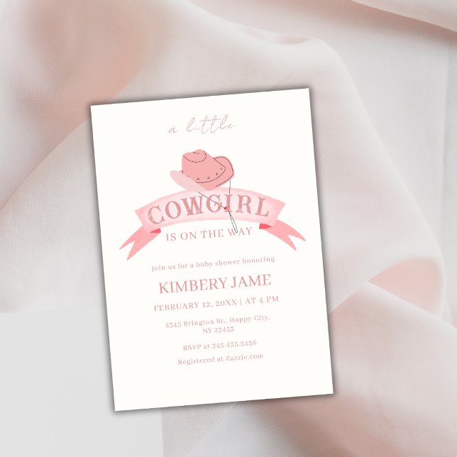 Pink Boho Wild West Cowgirl Hat Baby Shower Invitation (Pink Boho Wild West Cowgirl Hat Baby Shower Invitation)