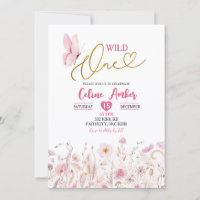 Pink Boho Wildflower Butterfly First Birthday