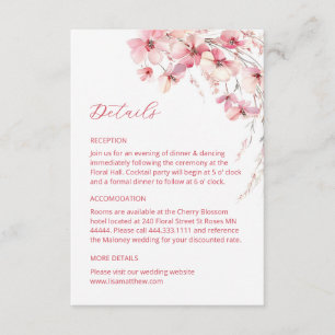 Pink Boho Wildflowers Details Enclosure Card