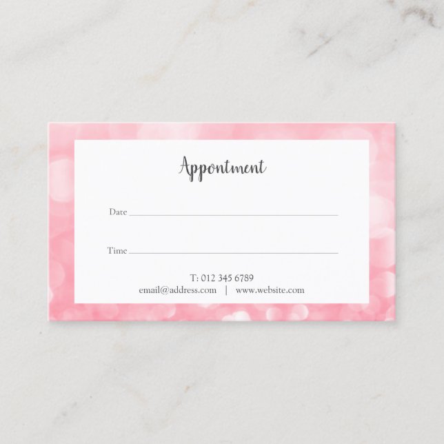 Pink Bokeh Appointment Card (Front)