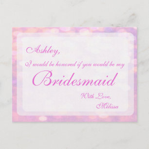 Pink Bokeh Bridesmaid Postcard