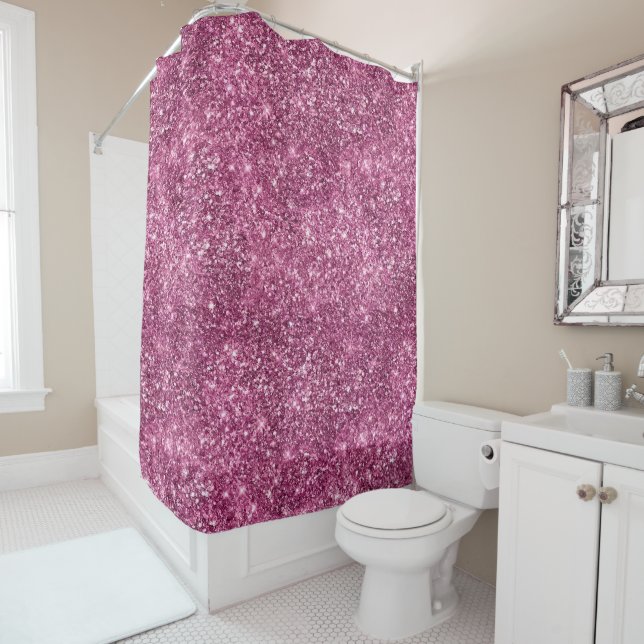 Pink Bokeh Glitter Shower Curtain (In Situ)