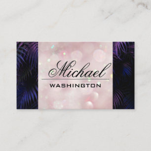 Pink Bokeh Glow Palm Trees Business Card