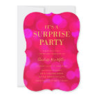 Pink Bokeh Gold It's a Surprise Party Birthday