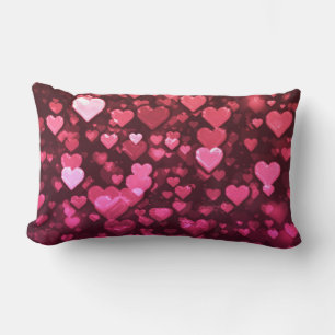Pink Bokeh Hearts Digital Background Wallpaper Lumbar Cushion