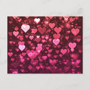 Pink Bokeh Hearts Digital Background Wallpaper Postcard