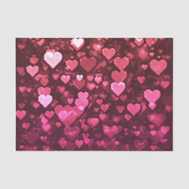 Pink Bokeh Hearts Digital Background Wallpaper Tissue Paper (Front)