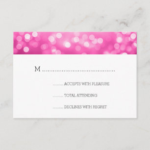 Pink Bokeh Lights Elegant Wedding RSVP Card