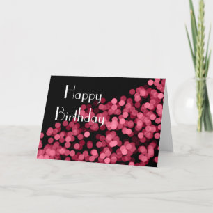 Pink Bokeh Lights Happy Birthday Card