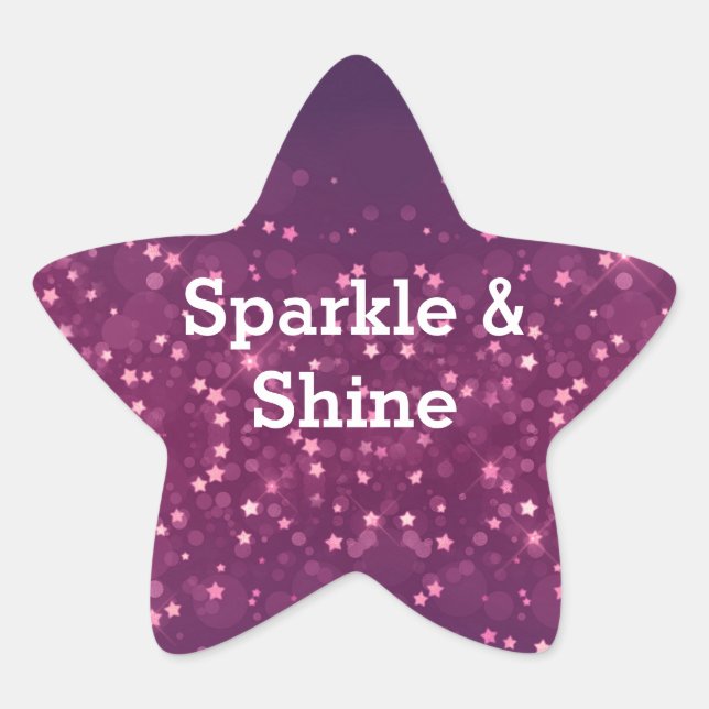 Pink Bokeh Stars Star Sticker (Front)
