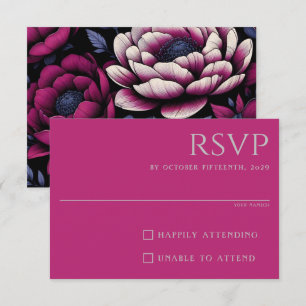 Pink Bold Floral RSVP Card