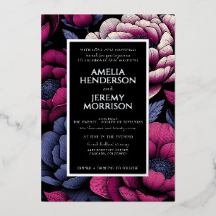Pink Bold Floral with Details Foil Invitation