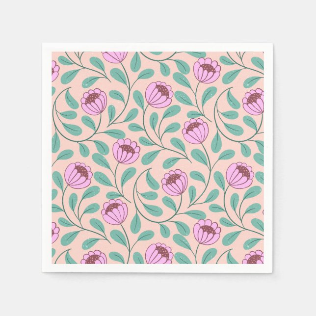 Pink bold florals napkin (Front)