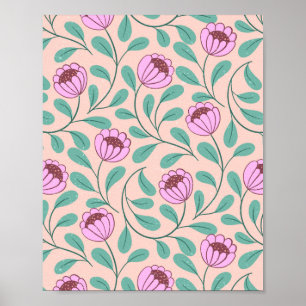 Pink bold florals poster