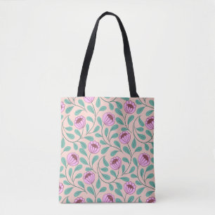 Pink bold florals tote bag