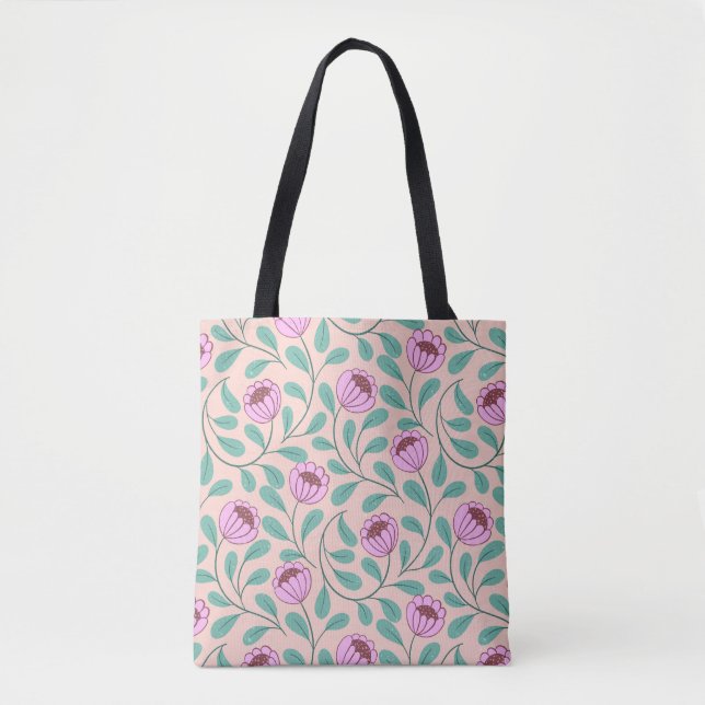 Pink bold florals tote bag (Front)