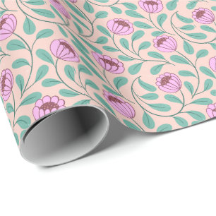 Pink bold florals wrapping paper