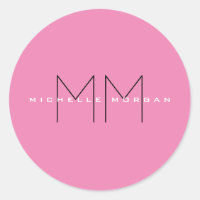 Pink Bold Monogram Modern Minimalist Name Initials