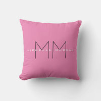 Pink Bold Monogram Modern Minimalist Name Initials