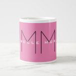 Pink Bold Monogram Modern Minimalist Name Initials Large Coffee Mug<br><div class="desc">Trendy Modern Customise Professional Simple Design. You Can Easily Edit Details on the Product.</div>