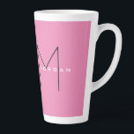 Pink Bold Monogram Modern Minimalist Name Initials Latte Mug<br><div class="desc">Trendy Modern Customise Professional Simple Design. You Can Easily Edit Details on the Product.</div>