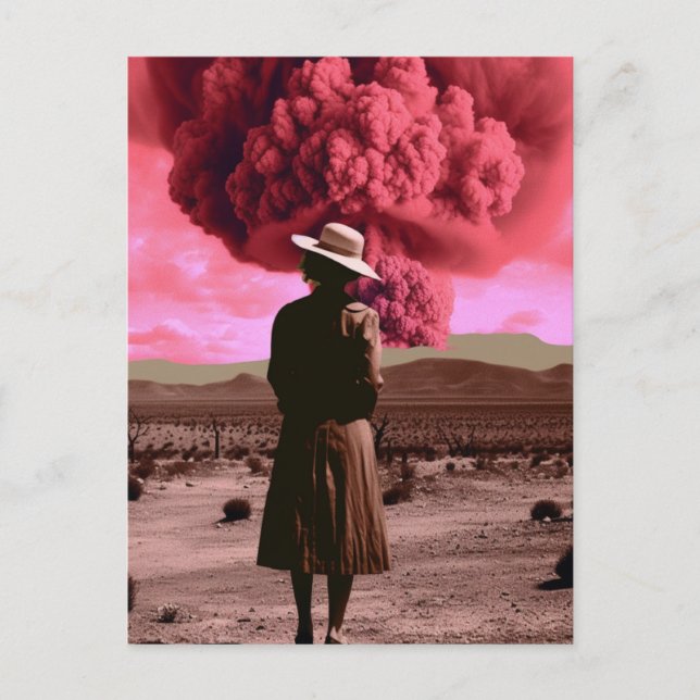 Pink bomb smoke vintage dystopia postcard (Front)