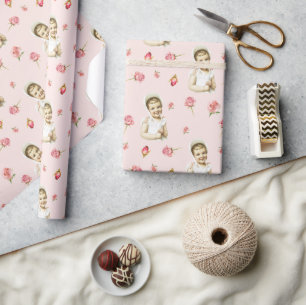 Pink Bonnet Girl Wrapping Paper