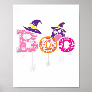 Pink Boo Spider Owl Scary Halloween Costume Women  Poster