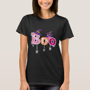 Pink Boo Spider Owl Scary Halloween Costume Women T-Shirt