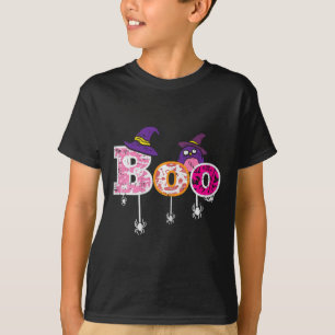 Pink Boo Spider Owl Scary Halloween Costume Women  T-Shirt