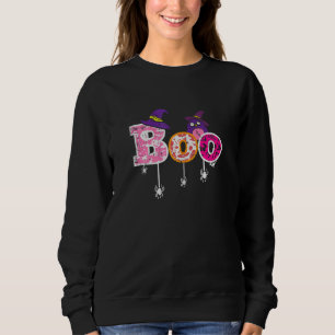 Pink Boo Spider Witch Hat Cute Scary Halloween Gir Sweatshirt