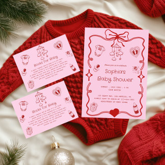 Pink “Books for Baby” Baby Shower Enclosure Card