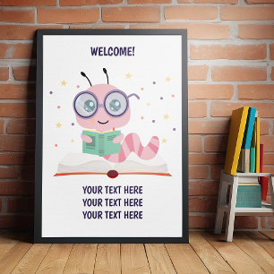 Pink Bookworm Theme Poster
