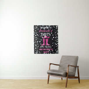 Pink Boots and Bling Bachelorette Party Tapestry