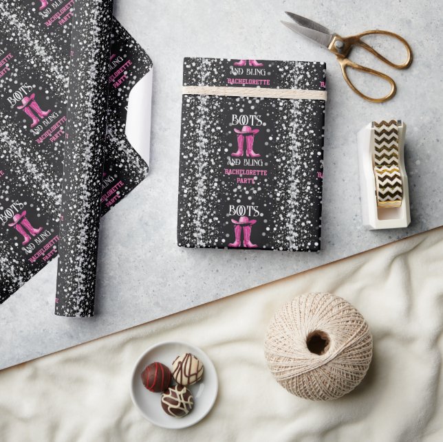 Pink Boots and Bling Bachelorette Party Wrapping Paper (Crafts)
