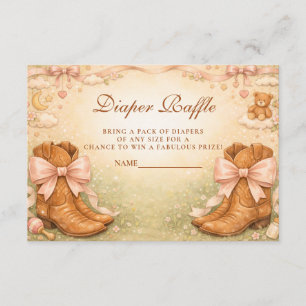 Pink Boots And Bows Girl Diapper Raffle Enclosure Card