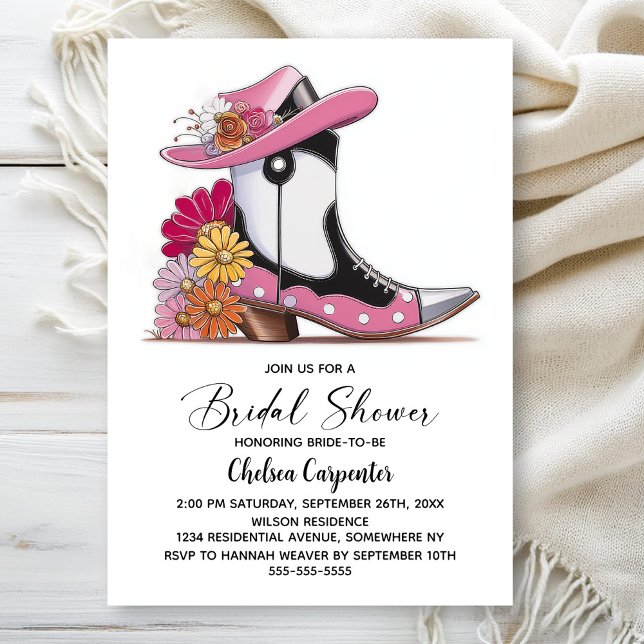 Pink Boots and Derby Hat Bridal Shower Invitation (Creator Uploaded)