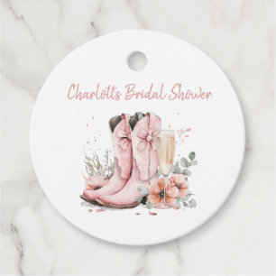Pink Boots & Bubbly Champagne Glass Bridal Shower  Favour Tags