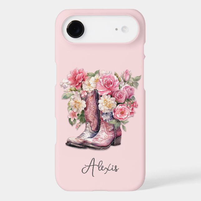 Pink Boots with Flowers Monogrammed (Back)