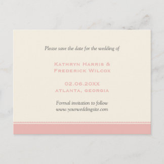Pink border custom wedding save the date postcard