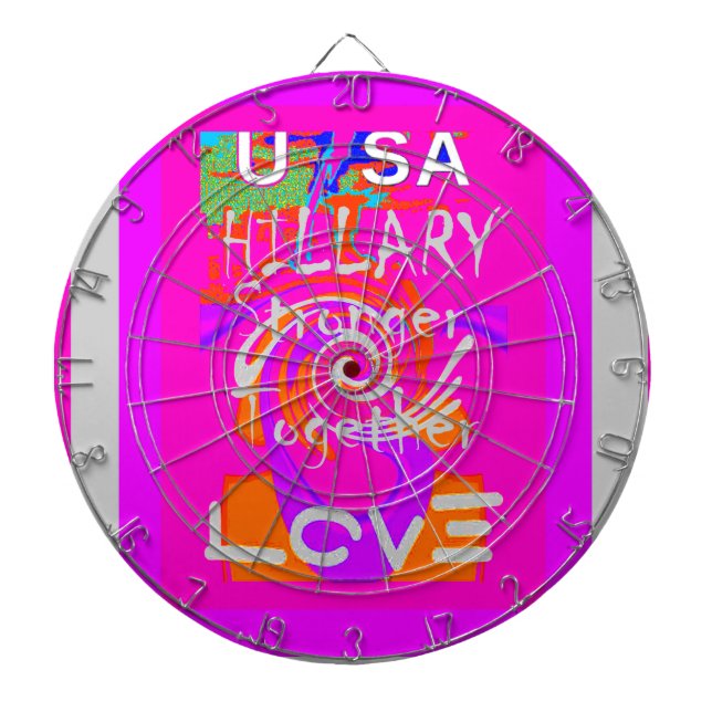 Pink Bordered Hillary Inspiration Art Print Dartboard (Front)
